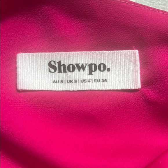 Showpo Rayanna One Shoulder Satin Long Sleeve Cut Out Mini Dress in Fuschia - Picture 10 of 10